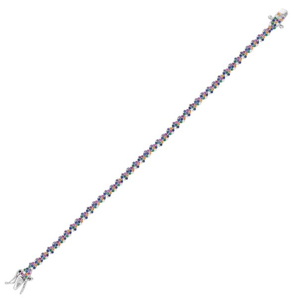 Rainbow Multicolor Taşlı Silver Su Yolu Bileklik
