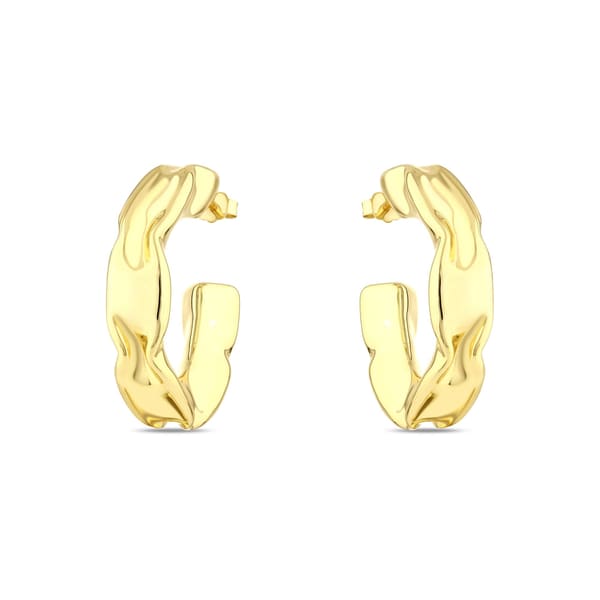 Sun Collection Thick Hoop Silver Earring