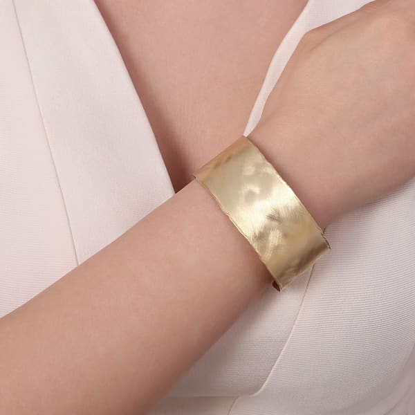 Sun Collection Gold Plated Flat Medium Thickness Silver Bangle