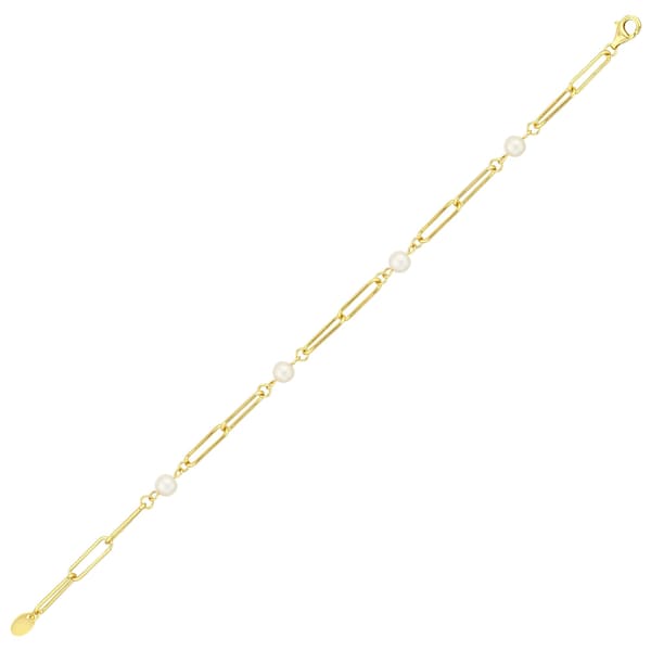 Sun Collection Pearl Stone Chain Silver Bracelet