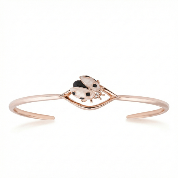 Ladybee Collection Rose Plated White Ladybug Silver Bracelet