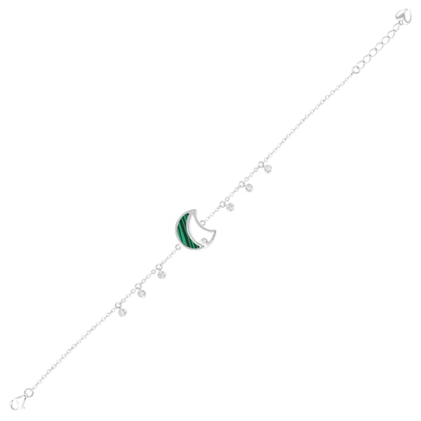 Lucky Gems Collection Malachite Stone Silver Bracelet