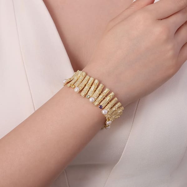 Серебряный браслет Flowers Collection с жемчугом