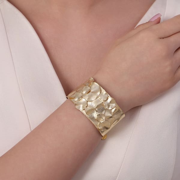 Sun Collection Matte Textured Gold Plated Silver Bracelet