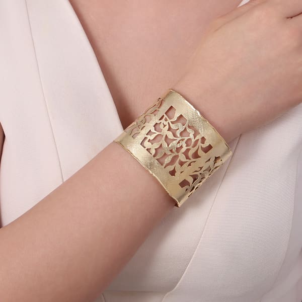 Sun Collection Ivy Motif Gold Plated Silver Bangle