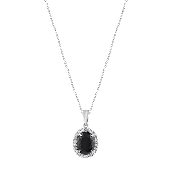 Серебряное ожерелье Gift Collection с овальным черным камнем