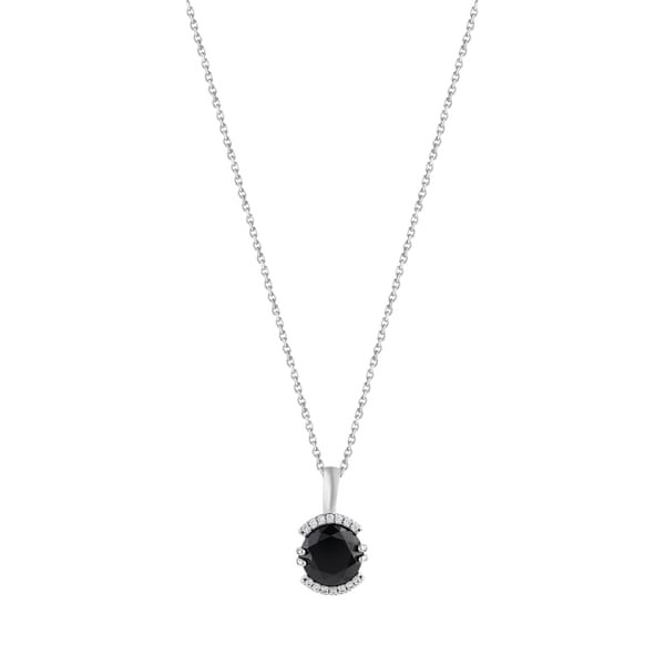 Колье из серебра с черным камнем, коллекция Gift