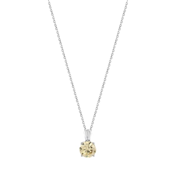 Серебряное колье с круглым желтым камнем Gift Collection
