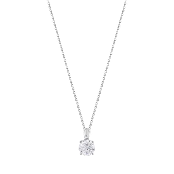 Серебряное колье-солитер Gift Collection с круглым белым камнем