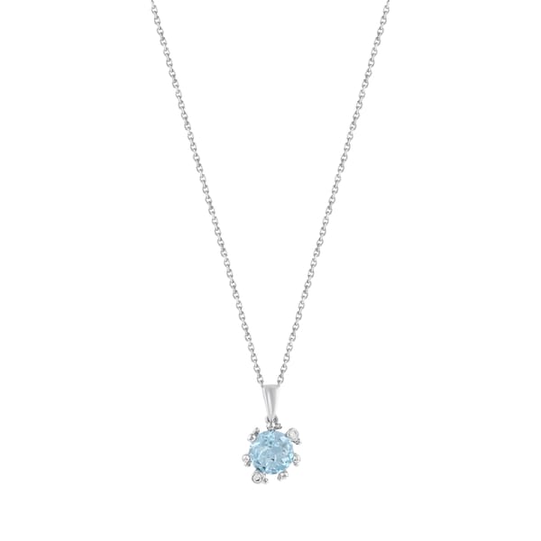 Серебряное колье Gift Collection с синим камнем и деталями из циркона