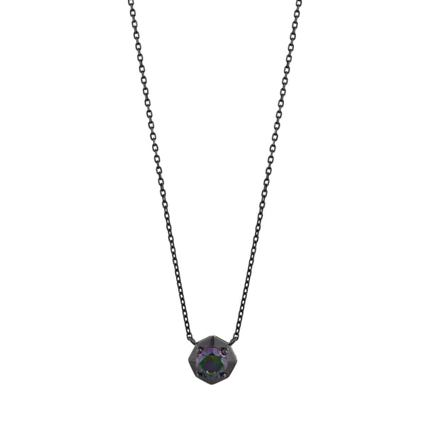 Black Magic Collection Modern Hexagonal Design Silver Necklace