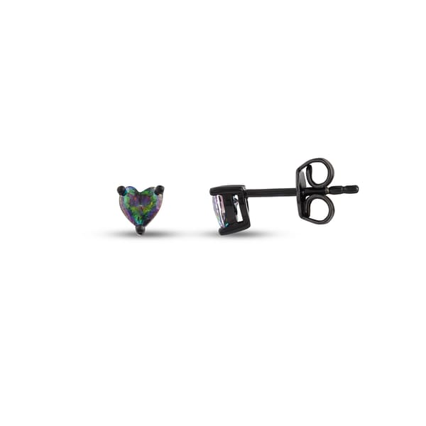 Black Magic Collection Gradient Heart Silver Earrings