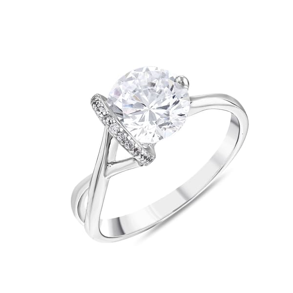 Gift Collection Asymmetric Design White Stone Silver Ring