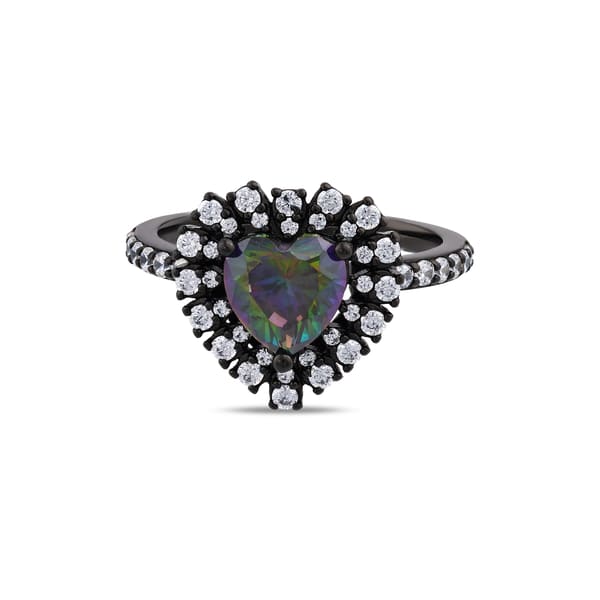 Black Magic Collection Black Heart Figure Silver Ring