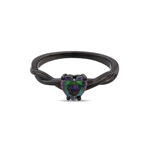 Black Magic Collection Heart Cut Black Silver Twist Ring