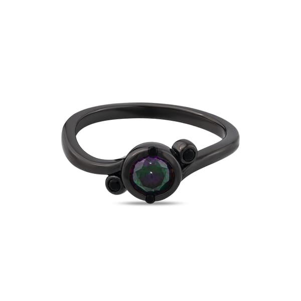 Black Magic Collection Black Silver Wavy Ring