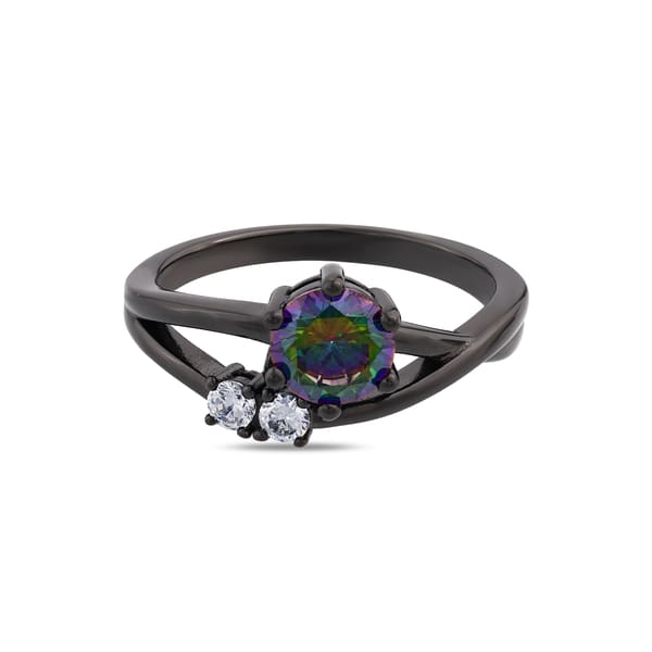 Black Magic Collection Three Stone Black Silver Ring