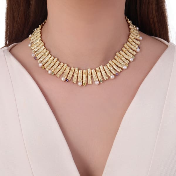 Серебряное колье Flowers Collection с жемчугом