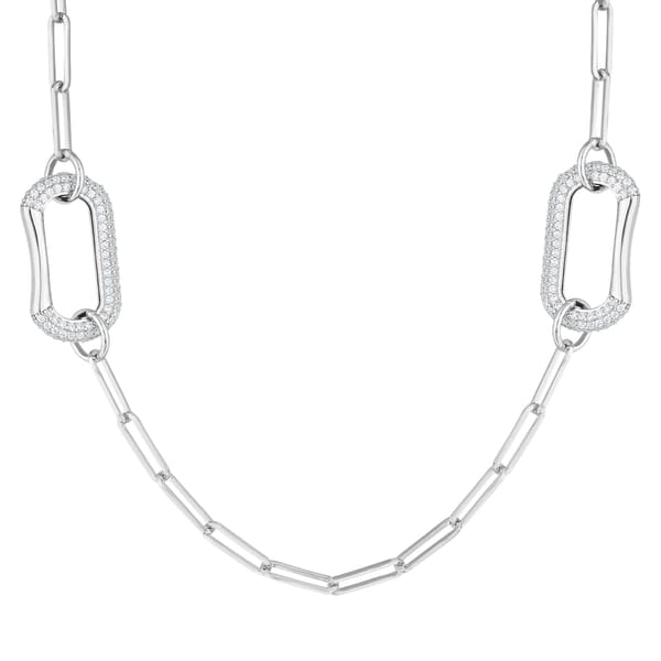 Серебряное колье-цепочка Rainbow Collection с белыми цирконами
