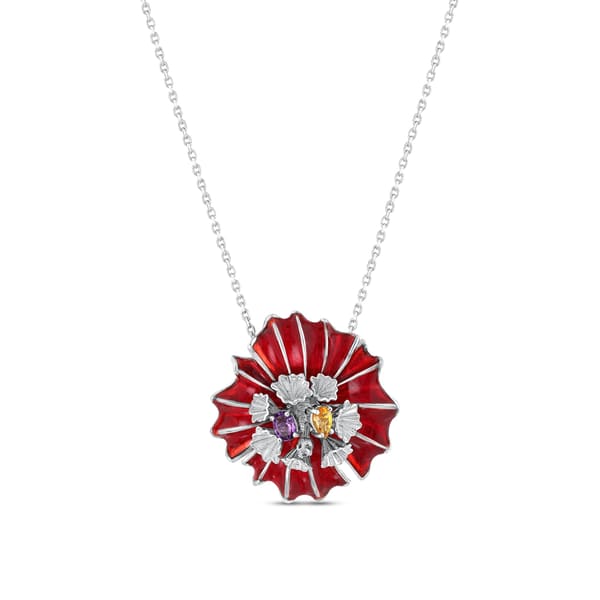 Gallica Red Enamel Silver Necklace