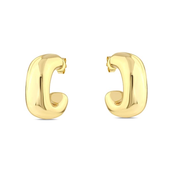 Sun Collection Thick C Hoop Silver Earrings