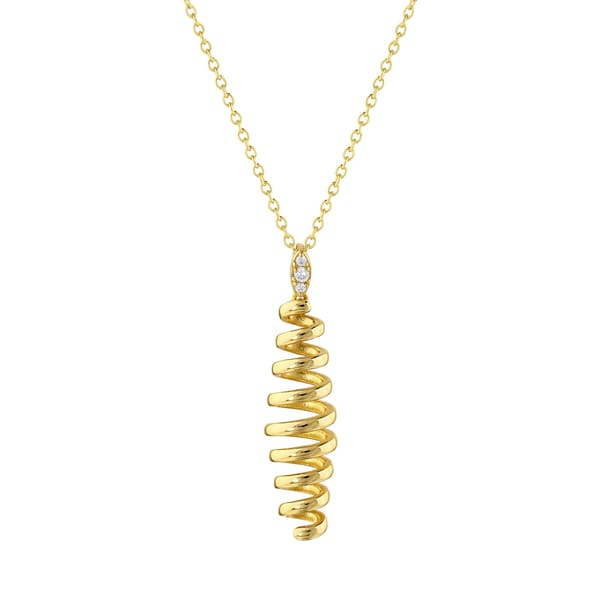 Sun Collection Spiral Design Stone Detailed Silver Necklace