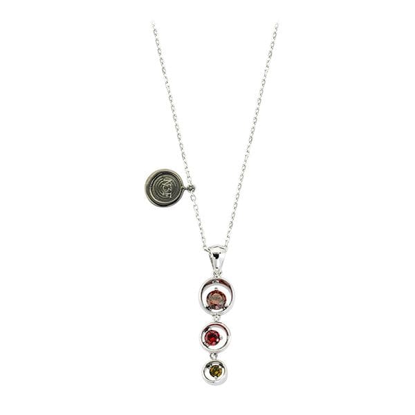 Hypnose Collection Modern Vertical Design Three-Tone Stone Silver Necklace