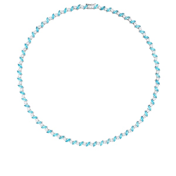 Baguette Collection Ocean Blue and Zircon Stone Waterway Necklace