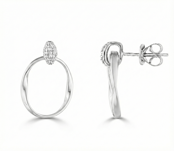 Серебряные серьги Gift Collection с камнями и овальной формой