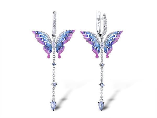 Heaven Model-9 Kelebek Tasarımlı Zirkonlu Gümüş Küpe