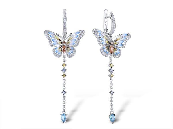 Heaven Model-10 Kelebek Tasarımlı Zirkonlu Gümüş Küpe