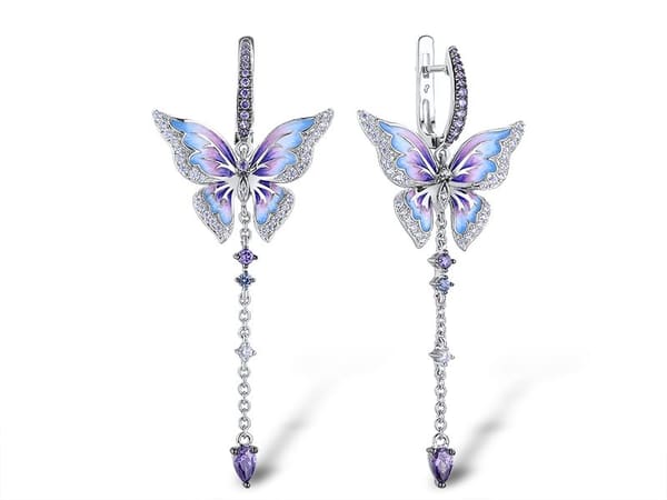 Heaven Model-13 Kelebek Tasarımlı Zirkonlu Gümü Küpe
