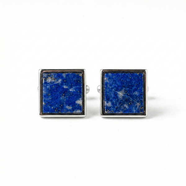 Lucky Gems Collection Natural Lapis Lazuli Square Silver Earrings