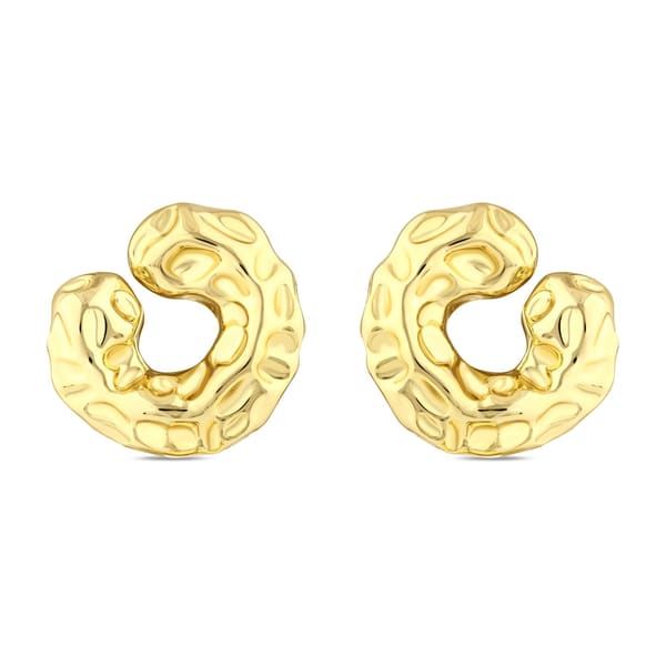 Sun Collection Crater Design Forged Effect Modern Ring Silver Earrings