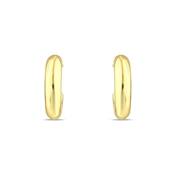 Sun Collection Thick Modern C Hoop Silver Earrings