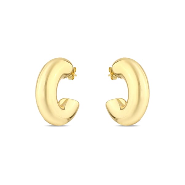 Sun Collection Thick Model C Hoop Silver Earring