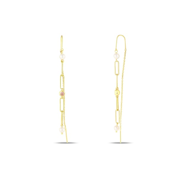 Sun Collection Long Chain Silver Earring