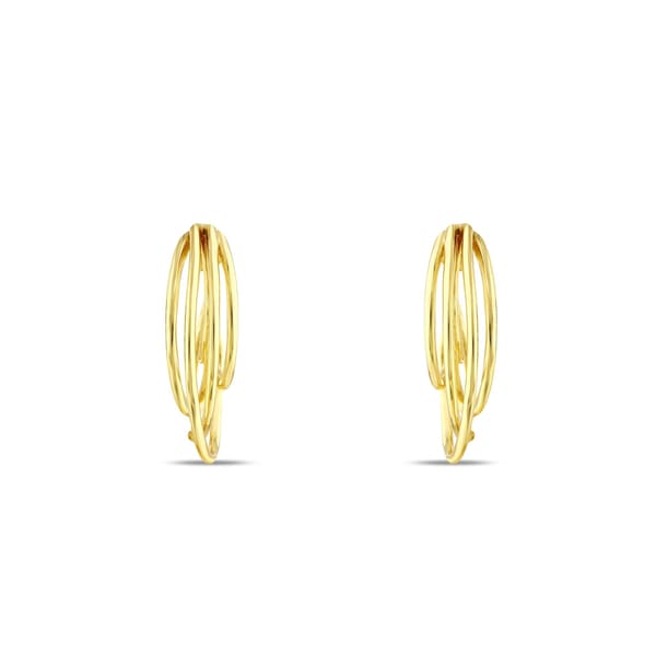 Sun Collection Interlocking Striped Modern Design Silver Earrings