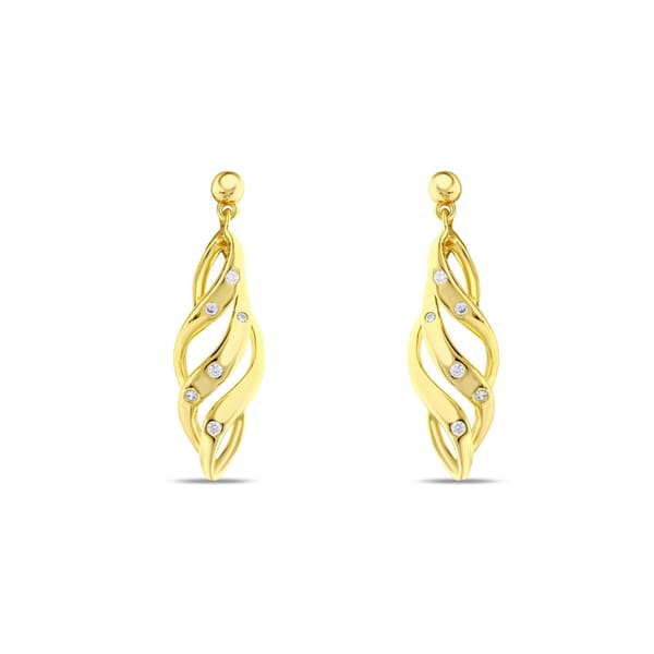 Sun Collection Stone Detailed Spiral Silver Earrings