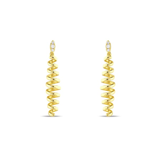 Sun Collection Silver Spiral Earrings with Stone Details
