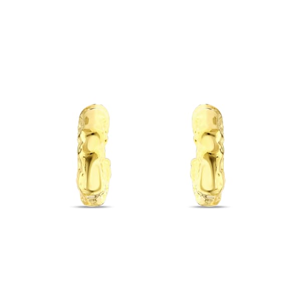 Sun Collection Textured C Hoop Silver Earring