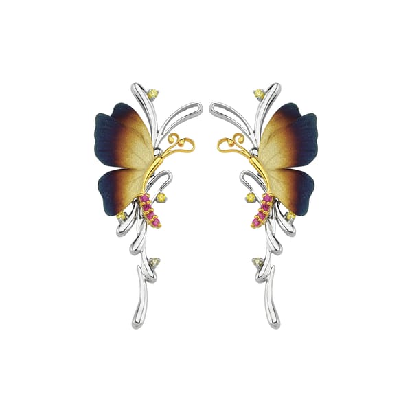 Global Warming Butterfly Shaped Colorful Stone Modern Silver Women's Earrings