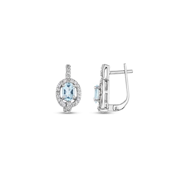 Серьги из серебра с голубым кристаллом овальной формы из коллекции Gift