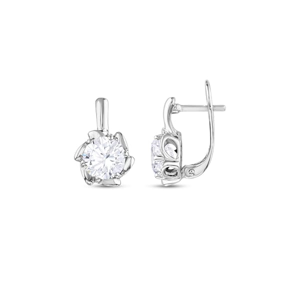 Серебряные серьги Gift Collection с белыми кристаллами и спиральным дизайном