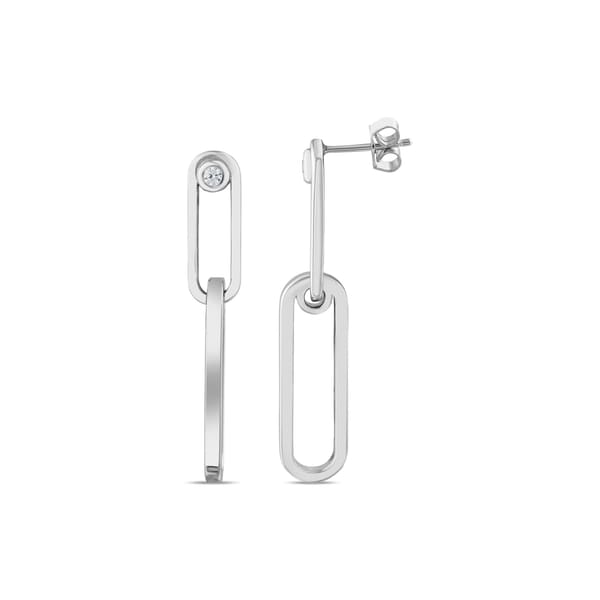 Gift Collection Double Ring Design Silver Earrings