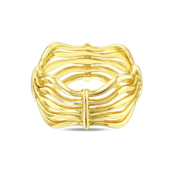 Sun Collection Multi-Stripe Wavy Wide Silver Ring
