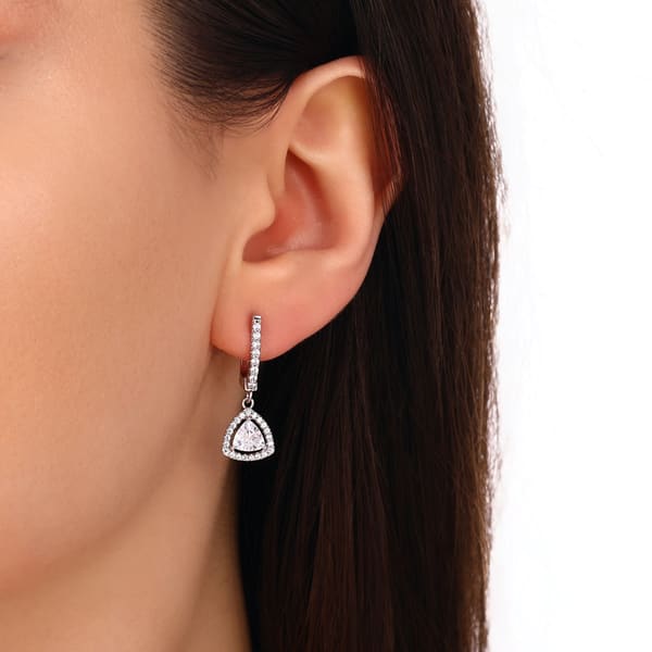 Серьги-подвески Gift Collection с розовым камнем огранки «триллион»