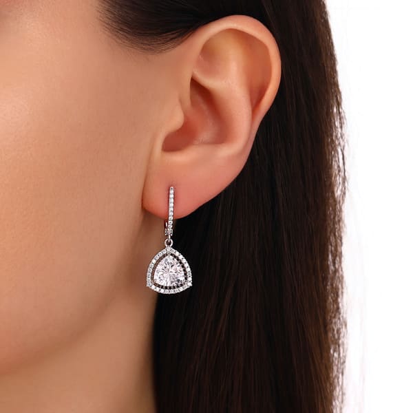 Серьги-подвески Gift Collection с белыми камнями огранки «триллион»