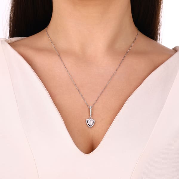 Колье Gift Koleksiyonu с розовым треугольным камнем