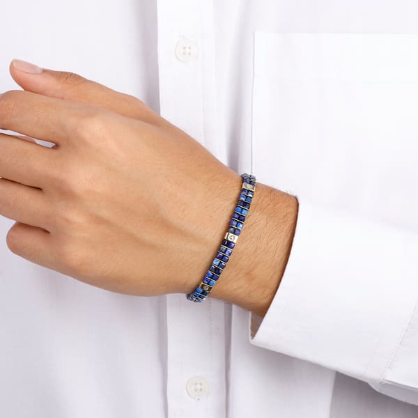 Bravoman Lapis Lazuli Taşlı Gümüş Detaylı Erkek Bileklik